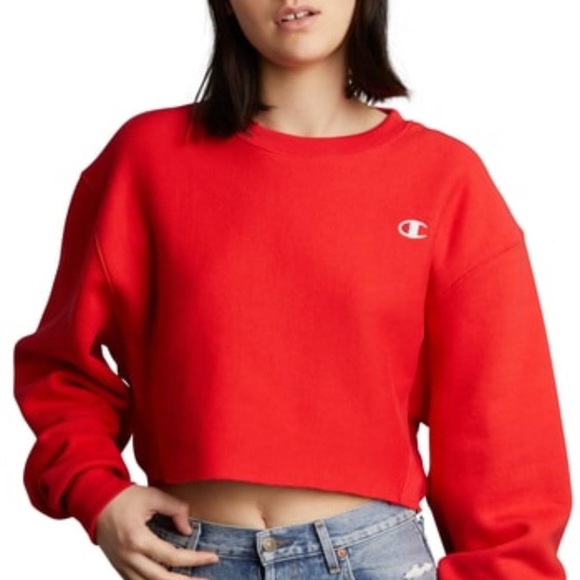 Champion Red Cropped Crewneck ❤️ - Picture 2 of 4